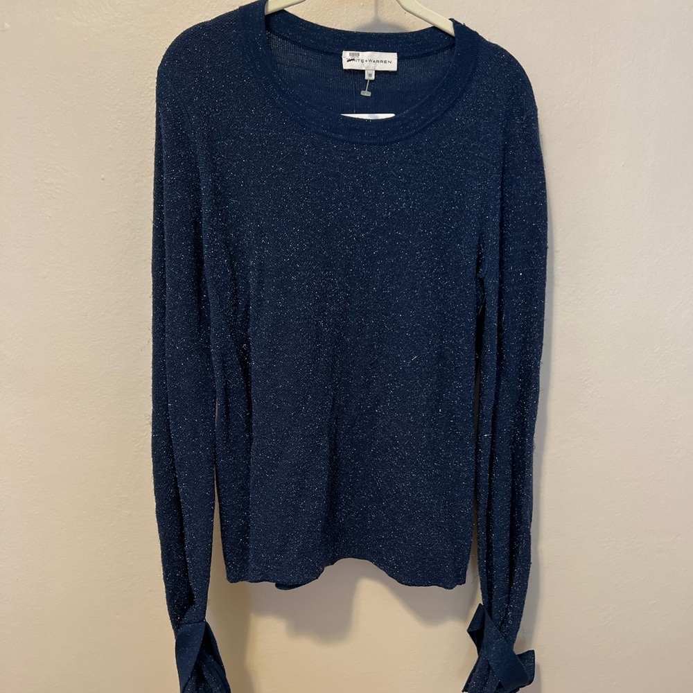 Navy blue sparkly sweater by White + Warren